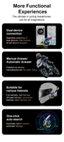 Casque Bluetooth Y21 avec assistant vocal IA pour moto universelle, avec radio FM et lumière SOS, écouteur détachable pour appels moto