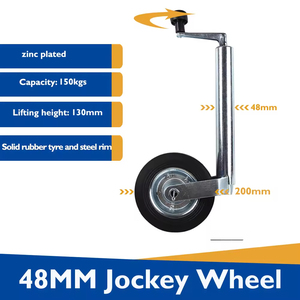 Roue de remorque en acier zingué de 48 mm, capacité 150 kg, roue de remorque en caoutchouc massif 200x50 mm, roue de remorque argentée pour <span class=keywords><strong>caravane</strong></span>, bateau - Product Image 4