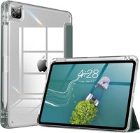 Étui magnétique pour tablette avec fonction de mise en veille et de réveil automatique pour iPad Pro 13 pouces M4 M5, coque rabattable en PU avec support pour stylet, coque transparente en acrylique pour tablette
