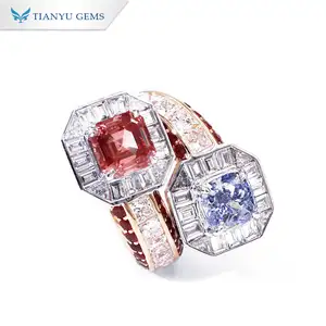 Tianyu gems Luxury Fancy Color Lab Grown Diamond HPHT CVD Ruby Wedding Rings Solid Gold Lab Created Diamonds Engagement Ring