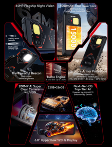 Teléfono Ultra Resistente IIIF150 B2, Pantalla de 6.8 Pulgadas, 120Hz, MTK G100, NFC, 15000 mAh, Cámara de 200MP, IP69K, Android 15, 8+256GB - Product Image 4