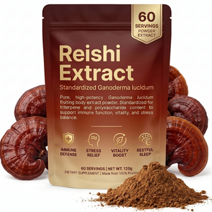 Poudre d'extrait de champignon Reishi Ganoderma Lucidum 30% Polysaccharides Triterpènes Supplément Adaptogène à Base de Plantes Matière Première - Product Image 1