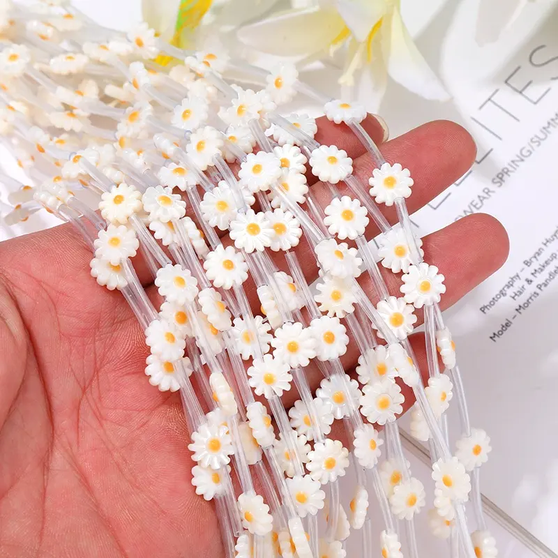 6 8 10mm 12mm Natural Flower Daisy Charm Mother Of Pearl Shell Beads For Making Jewellery