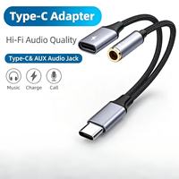 Adaptateur audio multifonction 2 en 1, type-c, 3.5mm, prise casque femelle, Port de chargement, compatible avec les smartphones et tablettes
