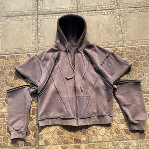 Custom Street Style Faded Washed Hoodie Tie-dye Rhinestone 500GSM Cotton <strong>Velour</strong> Regular Fit Vintage Pullover <strong>Sweatshirt</strong> for Men - Product Image 1