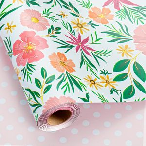 MAYPLUSS Flower <b>Wrapping</b> <b>Paper</b> Roll 17 Inch x 33 Feet Double Side Eco-Friendly Gift Wrap For Wedding Bridal Shower Mother's Day - Product Image 1