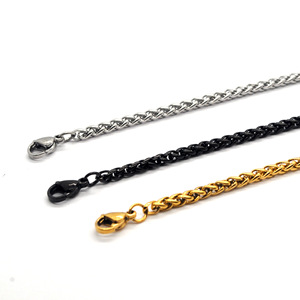 2.5mm-8mm נירוסטה חיטה כסף שרשרת שרשראות עבור גברים ונשים - Product Image 5