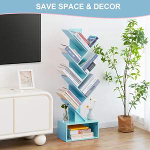Estantería Moderna de Madera con Forma de Árbol, Librería Retro de 6 Estantes, Mueble Alto de Madera para Almacenamiento de Libros, CDs y Películas - Product Image 3