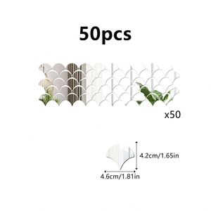 10/50 piezas de pegatinas de pared de espejo acrílicas autoadhesivas con diseño de escamas de pez, muy vendidas, para bricolaje - Product Image 6