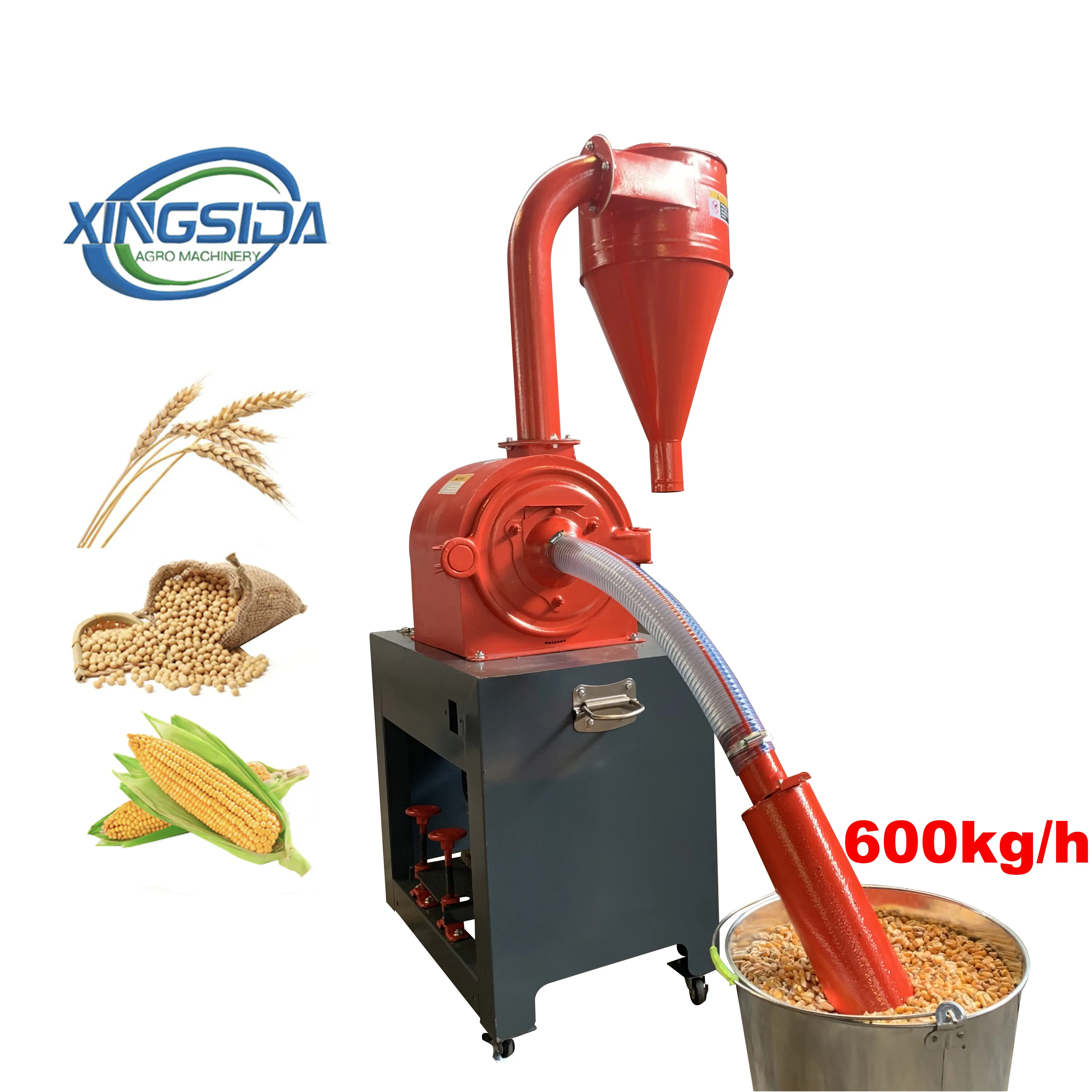 Máquina pulverizadora de maíz de alta calidad, molino industrial de harina de grano, 600kg