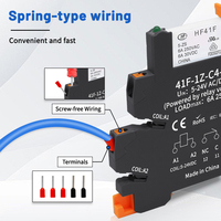 10 pièces relais mince 5V 12V 24V relais monté sur Rail DIN HF41F SSR 30VDC 250VAC relais d'interface haute fréquence avec Led 6A