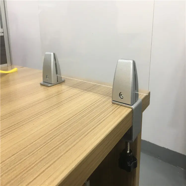 Aluminium and Iron Silver C Clamp Bracket Desk Accessories For Acrylic Office Partition Table Divider or Table Separator