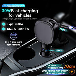Cargador de Coche C21 con Cable Retráctil Integrado, Puerto <span class=keywords><strong>IOS</strong></span> Tipo-C, PD 3.0, Carga Rápida de 30W, Encendedor de Cigarrillos, Cargador para Vehículo C1 - Product Image 5