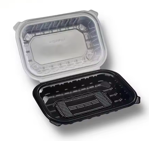 9*10inch 1 Compartment ECO-friendly Disposable Black and Clear Lunch <strong>Box</strong> Environmental Takeout Food Container 150pcs/carton - Product Image 3