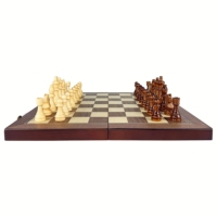 Jeu d'échecs portable de luxe pliable en bois pour enfants de 17 pouces