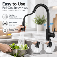 Vente directe transfrontalière fabricant : Évier de cuisine moderne et simple en alliage, avec robinet extractible chaud/froid à double sortie, en céramique
