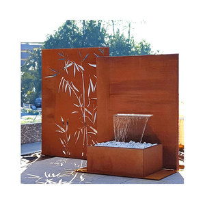 Fuente pequeña esférica decorativa de jardín de acero inoxidable personalizada Esfera de acero Corten Fuente de jardín con función de agua - Product Image 5
