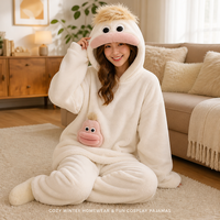 Combinaison monstre animal adulte en polaire épaisse et douce, unisexe, avec capuche, pour cosplay, pyjama, costume d'Halloween