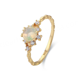 Anillo Fino de Plata de Ley 925 Chapado en Oro Rosa con Ópalo Blanco Natural Talla Marquesa, Joyería Moderna para Aniversario de Bodas - Product Image 5