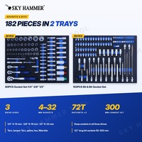 Ensemble d'outils de mécanicien 245 pièces avec chariot à outils roulant à 7 tiroirs, plateaux en mousse EVA, jeu de clés à douilles et clés dynamométriques, chariot à outils de garage