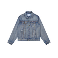 Nouvelle veste en jean vintage coupe-vent écologique pour l'hiver, bleue, style hip-hop, multi-poches, personnalisable, pour le skateboard et le travail.