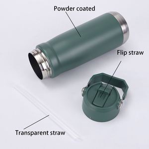 Custom Vacuum Insulated Stainless Steel Outdoor Sport Water <b>Bottle</b> 22oz 18 oz Water <b>Bottle</b> With <b>Straw</b> Lid and Portable Handle - Product Image 2