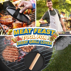 Đập Vỡ Burger kit, gang Heavy Duty Burger smasher Vòng & hình chữ nhật Hamburger Báo Chí cho BlackStone Weber - Product Image 3