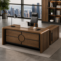 Scrivania da Ufficio Ergonomica di Lusso a Forma di L, Grande, in Legno, Personalizzata per CEO, Manager e Dirigenti
