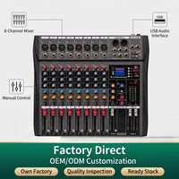 Console de mixage audio compacte 8 canaux avec lecture USB et Bluetooth pour spectacles en direct, conférences, équipement audio en gros