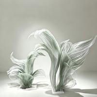 Grande sculpture d'installation en organza sur mesure, motif vague, pour toile de fond de scène de mariage, vitrine de centre commercial, hall d'hôtel, grandes décorations florales et accessoires