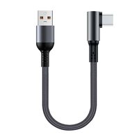 Cable de Carga USB Tipo-C en Ángulo Recto para Banco de Energía, Cable Corto de Nailon Trenzado Compatible con iPhone, Venta al Por Mayor de Fábrica
