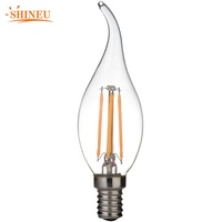 Ampoule LED SHINEU C35 en verre dépoli, culot E14, flamme décorative à pointe courbée, pour lustre, applique murale, usage résidentiel et mariage