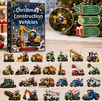 Calendrier de l'Avent Véhicules de Construction – Compte à rebours 24 Jours – Ornements Suspendus en Acrylique – Pendentif de Noël – Cadeau Surprise de Fêtes
