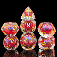 Set Dadu Resin Cair Bergradasi, 7 Buah Dadu Polihedral Bersegi, Dadu Pasir Kilau Berubah Warna untuk Permainan Meja D&D TRPG