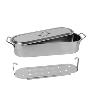 Classico Cuocitore per Pesce in Acciaio Inox con Griglia e Coperchio in Vetro, Lavabile in Lavastoviglie e Adatto al Forno, Ecologico per Cucina e Campeggio - Product Image 1