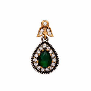 Pear Shape <b>Emerald</b> Stone <b>Pendant</b> Authentic Silver Wholesale Turkish 925 Sterling Silver Jewelry Online for Women - Product Image 2