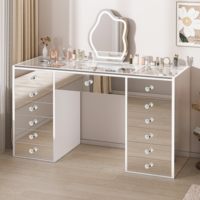 Meubles de chambre à coucher très demandés, tables de toilette modernes avec miroir et 13 tiroirs, table de toilette en bois pour la maison et l'hôtel