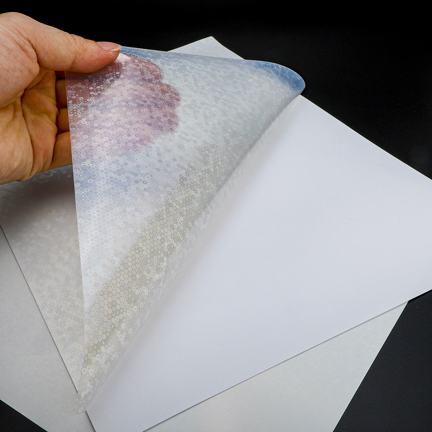 Autocollant transparent de scintillement de jet d'encre