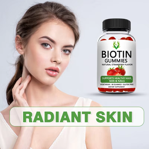 Gomitas de Biotina con Sabor a Fresa, Suplemento Dietético para el Crecimiento del Cabello, la Piel y las Uñas, y para un Cuerpo Saludable en Adultos - Product Image 4
