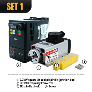 スピンドルキット380V 220V 24000rpm ER20空冷2.2kw広告彫刻材用 - Product Image 3