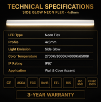 Bande LED néon en silicone souple et flexible pour usage professionnel, CRI 90 élevé, DC24V, éclairage créatif, décoration personnalisée, étanche IP67, BIS CE