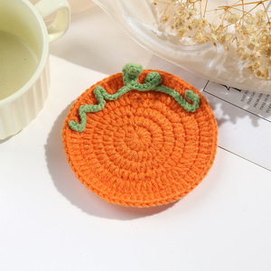 Sous-verres en crochet faits main en forme de citrouille d'Halloween, décoration de table créative, sous-verres artisanaux résistants à la chaleur, produit fini - Product Image 4