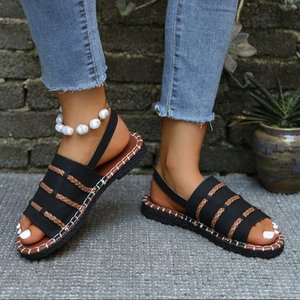 Offene, bequeme flache Sandalen K817-1 – Sommer Neuheit: Modische, vielseitige Damen-Sandalen mit geflochtenen Kreuzriemen - Product Image 5