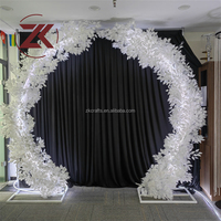 Arche de bienvenue pour mariage ZKAI, support de toile de fond avec éclairage LED, arche décorative blanche en forme de feuille pour allée de mariage