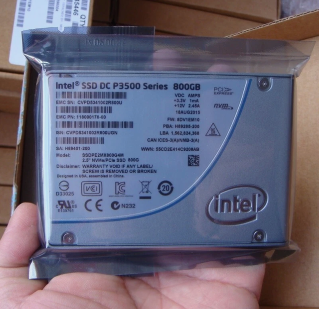 Server SSD for Intel DC P3500 Series 800GB PCIe NVMe 2.5" SSD SSDPE2MX800G4M Solid State Drive
