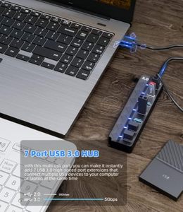 하이 퀄리티 4 포트 7 포트 USB 3.0 허브 (전원 켜기/끄기 스위치 어댑터 포함) PC 노트북 재고 위한 다기능 - Product Image 3