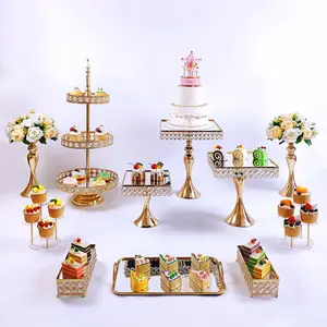 Nicro Wholesale Luxury Style Birthday Festive Party Supplies Tray Cookware Cupcake Tool Wedding Cake Dessert Stand Set