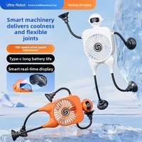 Nouveau Mini Ventilateur Intelligent à Affichage Numérique, Ventilateur de Bureau USB pour Étudiants, Ventilateur d'Extérieur à Ventouse, Batterie au Lithium Intégrée, Robot Transformable