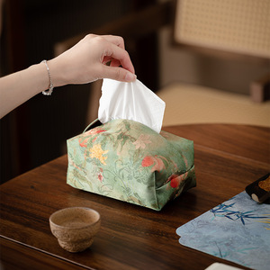 Boîte à mouchoirs en tissu de style chinois, design brocart Song, sac de rangement traditionnel pour la décoration de la maison, en polyester, utilisation pratique - Product Image 2