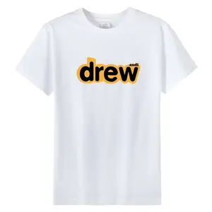 European and American trendy brand Drew Smiley Face Justin Biebers same Tshirt with small letter print fog simple mens and wo